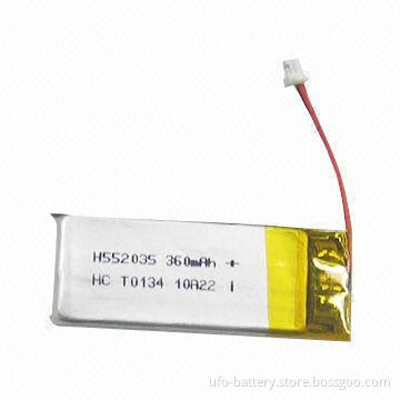 Lithium Polymer Battery for MP3 with 3.7V Nominal Voltage and 360mAh High Capacity Density